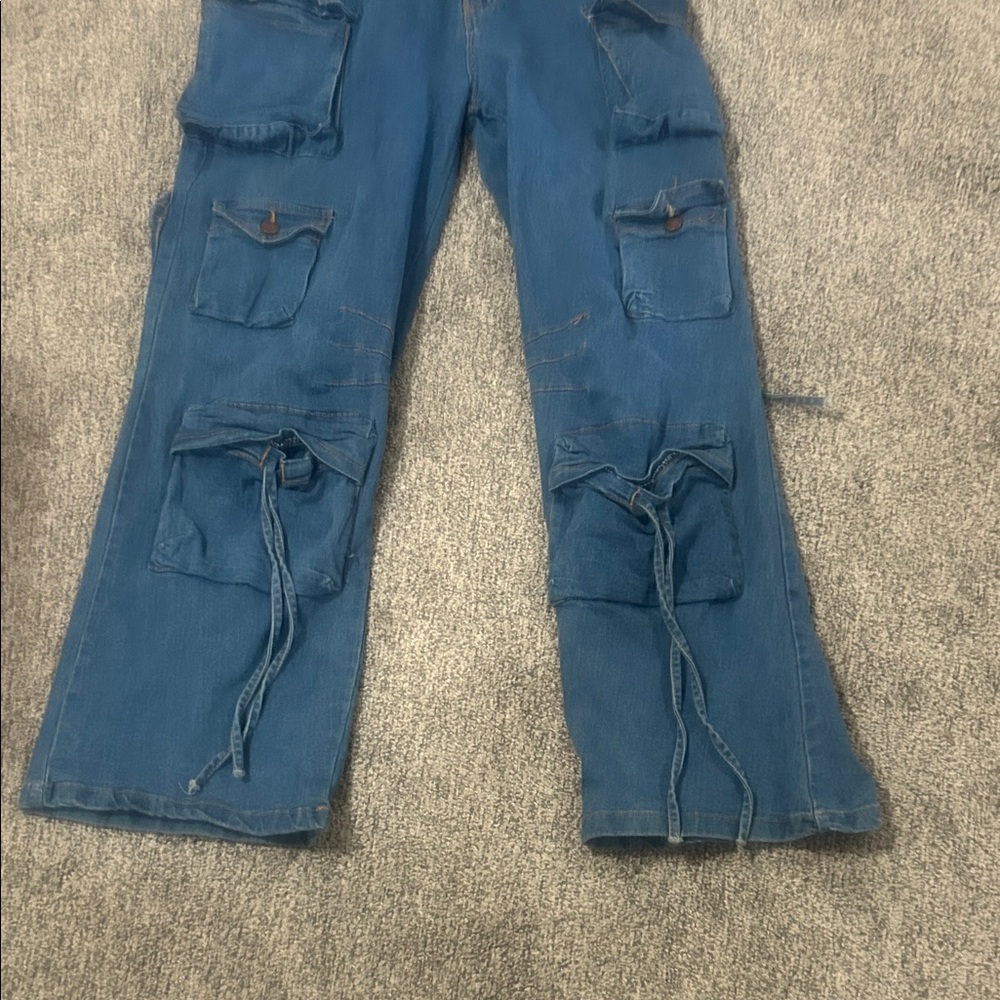 Y2K Stylish Blue Utility Jumpsuit - Picture 3 of 9